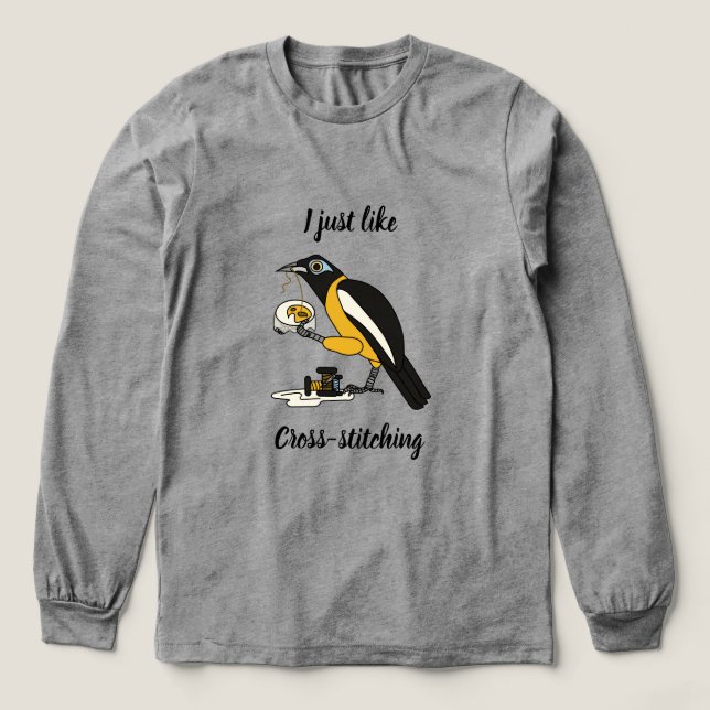 Ich mag Kreuzsticken Tri-Blend Shirt (Design Vorderseite)