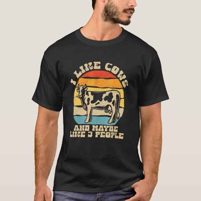 Ich mag Kühe und vielleicht 3 Leute Kuhfarme T-Shirt (Vorderseite)
