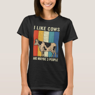 Ich mag Kühe und vielleicht 3 Leute Retro-Kühe 1 T-Shirt