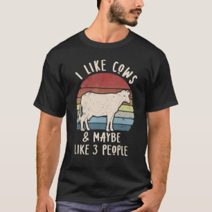 Ich mag Kühe und vielleicht 3 Leute Vintage Kuh La T-Shirt