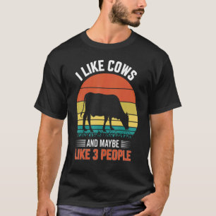 Ich mag Kühe und vielleicht so 3 Leute Retro Farm T-Shirt