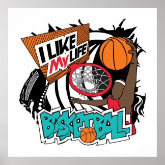 "Ich mag mein Leben" Basketballplakat Poster