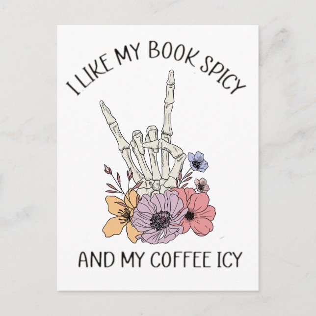 Ich mag meine Bücher scharf und meine Kaffeetasse Postkarte (Vorderseite)