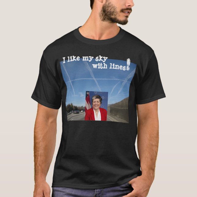 "Ich mag meinen Himmel mit Linien" Chemtrail T - T-Shirt (Vorderseite)