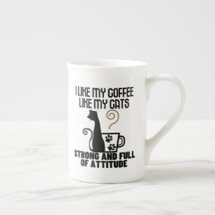 Ich mag meinen Kaffee, wie ich meine Katzen mag_ s Prozellantasse