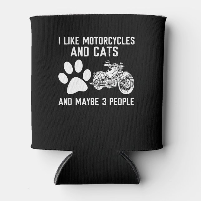 Ich mag Motorräder und Katzen Kunstgeschenk Dosenkühler (Vorderseite)