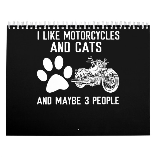 Ich mag Motorräder und Katzen Kunstgeschenk Kalender (Titelbild)