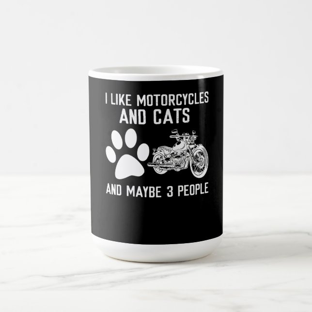 Ich mag Motorräder und Katzen Kunstgeschenk Verwandlungstasse (Zentrum)