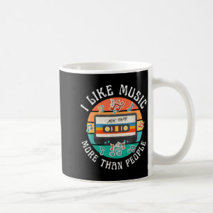 Ich mag Musik mehr als Leute lustiges Retro-Tape 9 Kaffeetasse