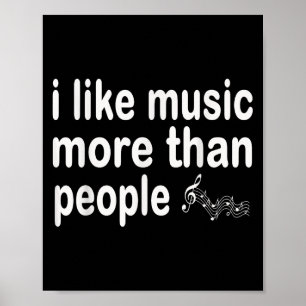 Ich mag Musik mehr als Menschen Art Simple Music M Poster
