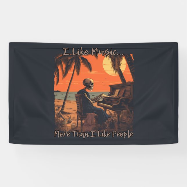 Ich mag Musik mehr als Menschen, schäkle Design So Banner (Horizontal)