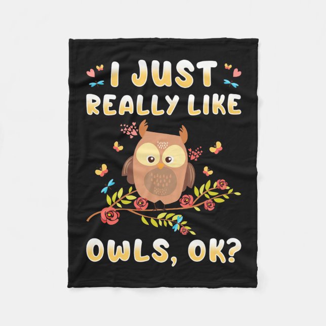Ich mag Owls einfach so. Fleecedecke (Vorderseite)