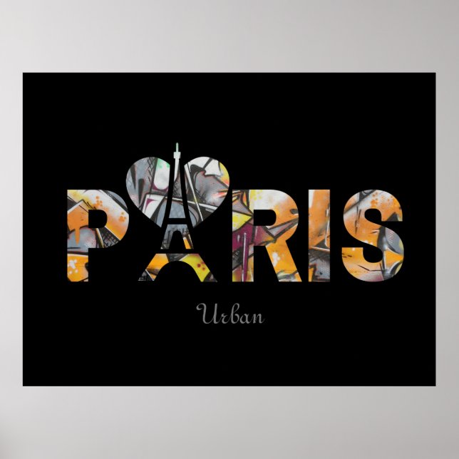 Ich mag Paris mit einem bunten städtischen Hinterg Poster (Vorne)