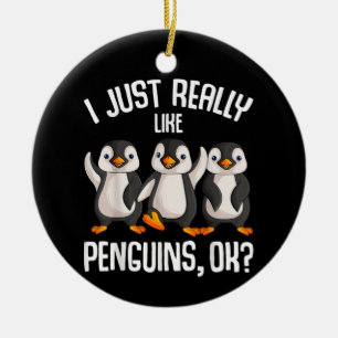 Ich mag Pinguine Kinder Mädchen Jungen Frauen P Keramik Ornament
