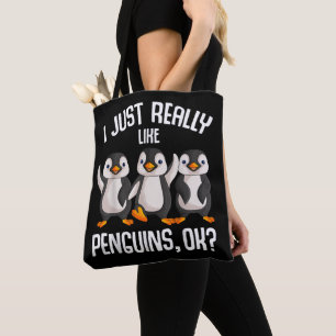 Ich mag Pinguine Kinder Mädchen Jungen Frauen P Tasche