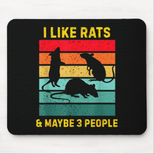 Ich mag Ratten und vielleicht 3 Leute Shirt Retro Mousepad
