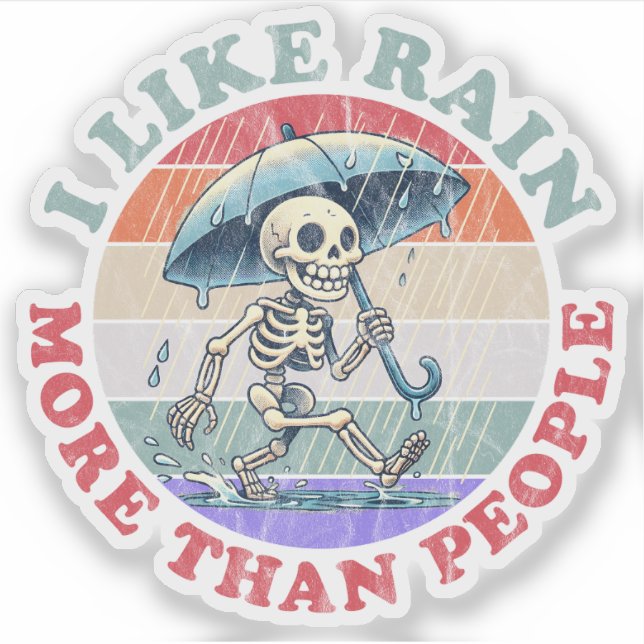 Ich mag Regen mehr als Menschen Aufkleber (Vorderseite)