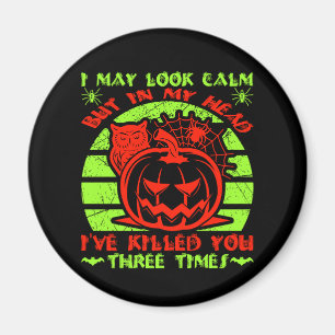 Ich mag ruhig aussehen, aber Halloween-Spinne-Kürb Magnet