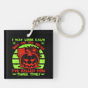 Ich mag ruhig aussehen, aber Halloween-Spinne-Kürb Schlüsselanhänger