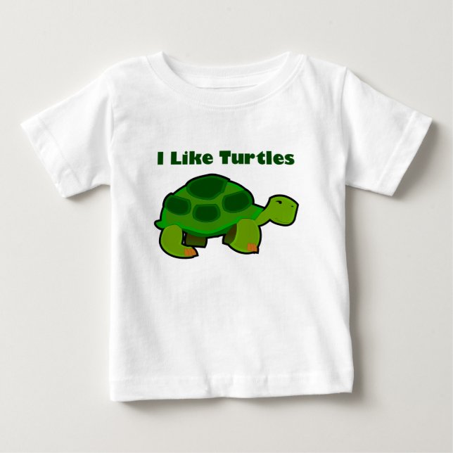 Ich mag Schildkröten - Baby Fine Jersey T - Shirt (Vorderseite)
