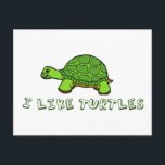 Ich mag Schildkröten grün Niedlich Postkarte<br><div class="desc">Niedliche grüne Tiere,  was ist nicht mit Liebe? Ich mag Schildkröten,  die in grünem Text unter einer albernen,  zeichnend Cartoon-Schildkröte geschrieben sind. Wenn Sie eine Tierschildkröte haben,  werden Sie das Liebe!</div>