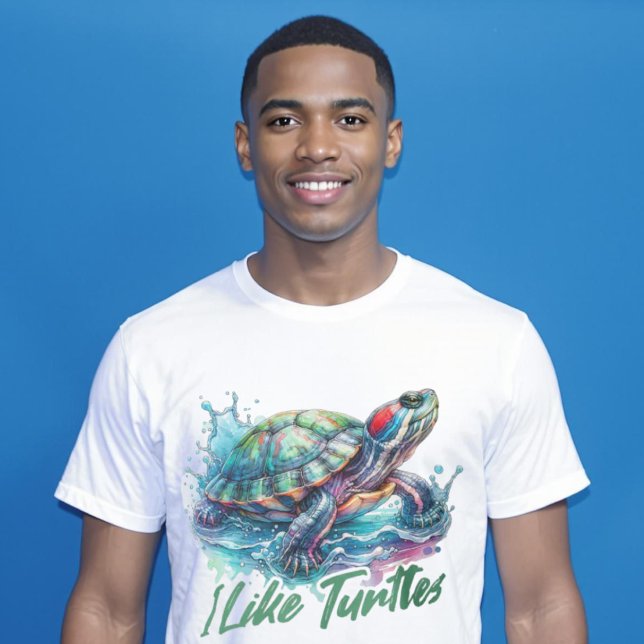 Ich mag Schildkröten Rothaarschirmklappen T-Shirt (I like Turtles Red-eared Slider Turtle Lover T-Shirt.)