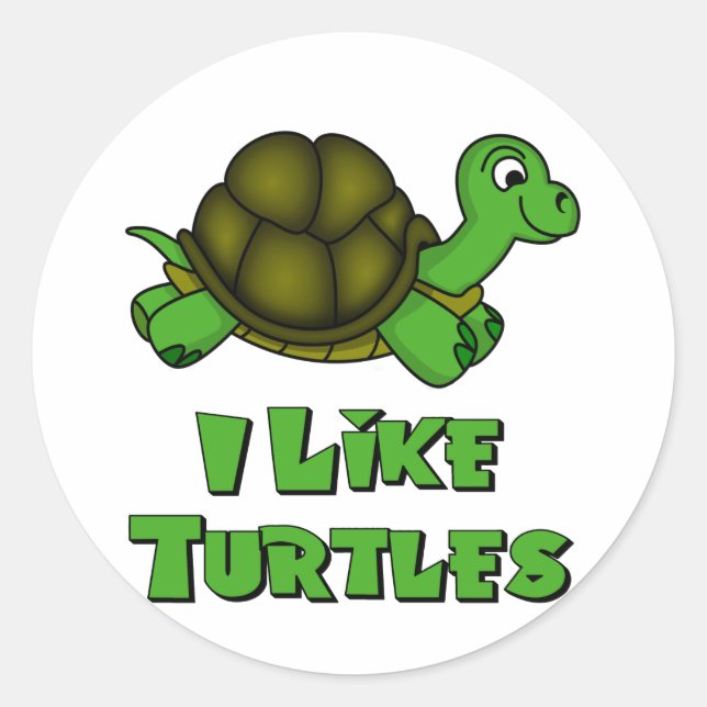 Ich mag Schildkröten Runder Aufkleber (Vorderseite)