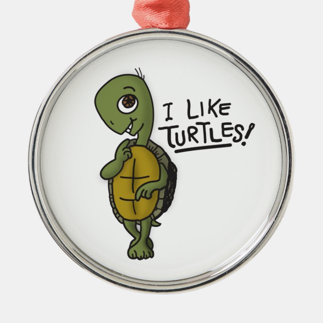 Ich mag Schildkröteverzierung Silbernes Ornament (Vorne)