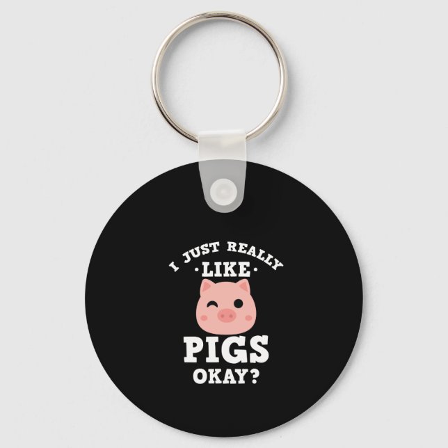 Ich mag Schweine Farm Animal Lover Schlüsselanhänger (Vorderseite)