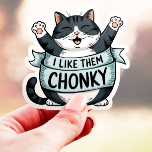 Ich mag sie chonky lustiger Katzen-Vinyl Aufkleber