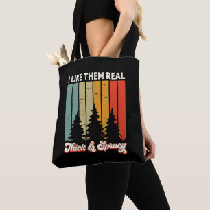 Ich mag sie echt dick und Sprucey Retro Tree Xmas Tasche