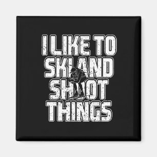 Ich mag Ski und Schießen Dinge Biathlon Skiing 1 Magnet