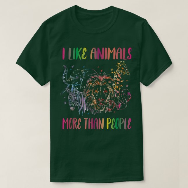 Ich mag Tiere mehr als Menschen Veganes Gemüse T-Shirt (Design vorne)