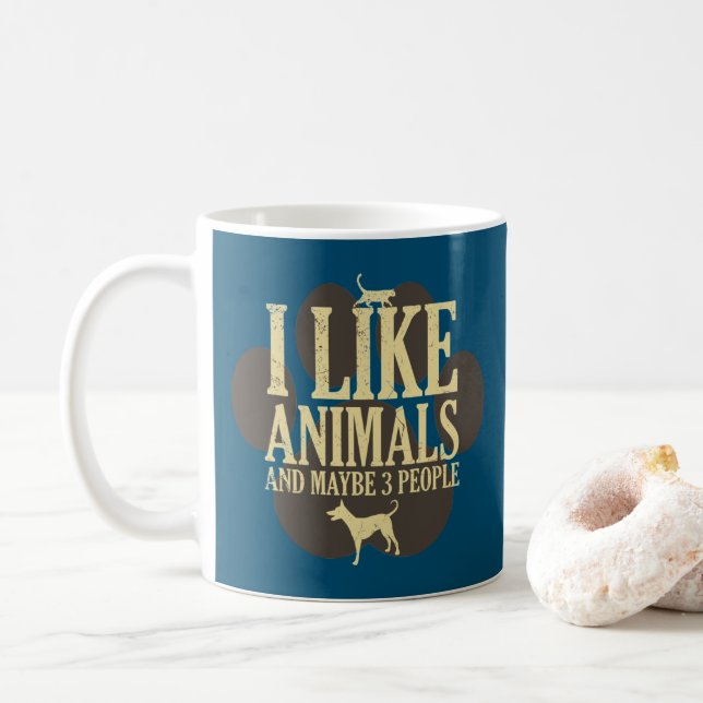 Ich mag Tiere und vielleicht drei Leute stellen Zi Kaffeetasse (Mit Donut)