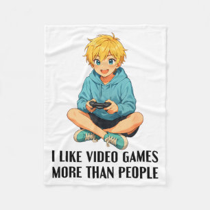 Ich mag Videospiele mehr als Leute Lustiger Gamer  Fleecedecke