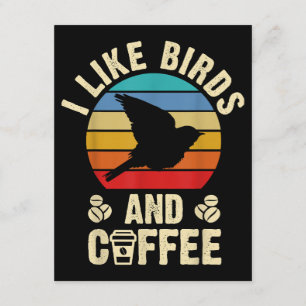 Ich mag Vögel & Kaffee Funny Vintag Birds Thema än Begleitkarte