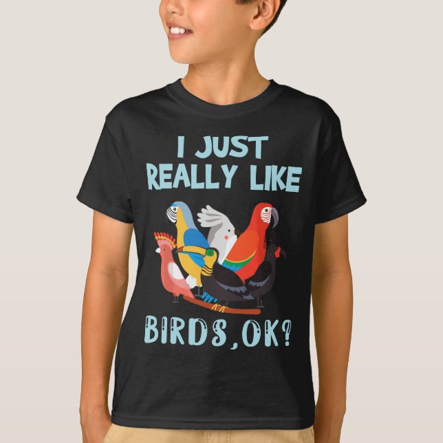 Ich mag Vögel, ok - Funny Toucan Macaw T-Shirt (Vorderseite)