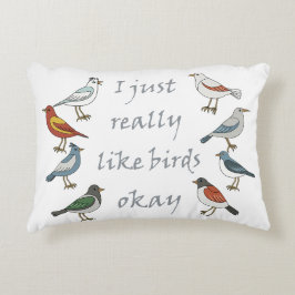 Ich mag Vögel, OK T - Shirt Birdwatcher Dekokissen