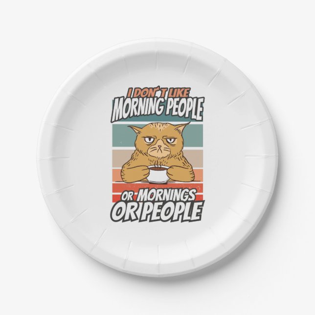 Ich mag weder Morgenmenschen noch Morgenmensch ode Pappteller (Vorderseite)