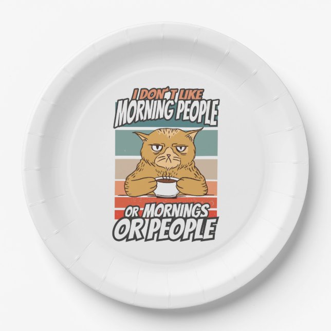 Ich mag weder Morgenmenschen noch Morgenmensch ode Pappteller (Vorderseite)