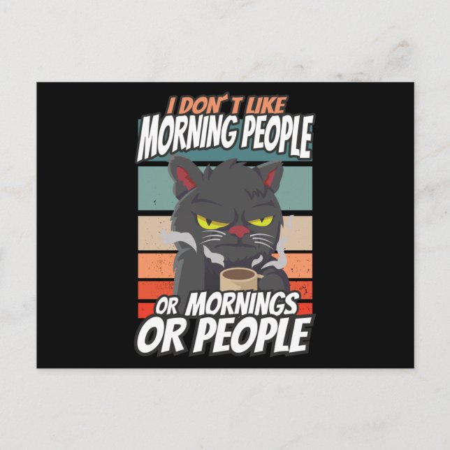 Ich mag weder Morgenmenschen noch Morgenmensch ode Postkarte (Vorderseite)