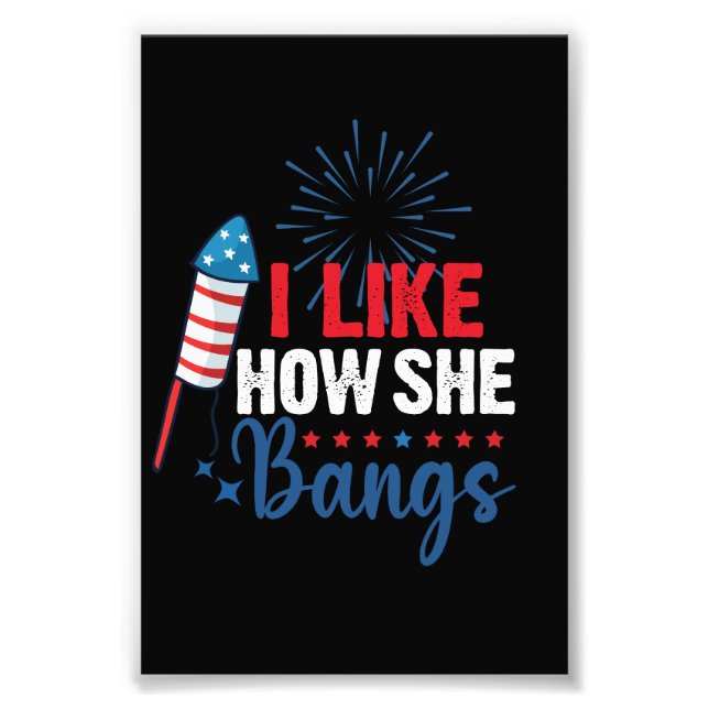 Ich mag, wie sie Bangs Patriotic 4. Juli Paar Fotodruck (Vorne)