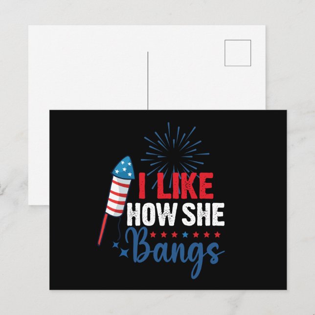 Ich mag, wie sie Bangs Patriotic 4. Juli Paar Postkarte (Vorne/Hinten)