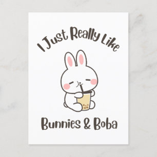 Ich mag wirklich Bunnies & Boba Bunny Rabbit Postkarte