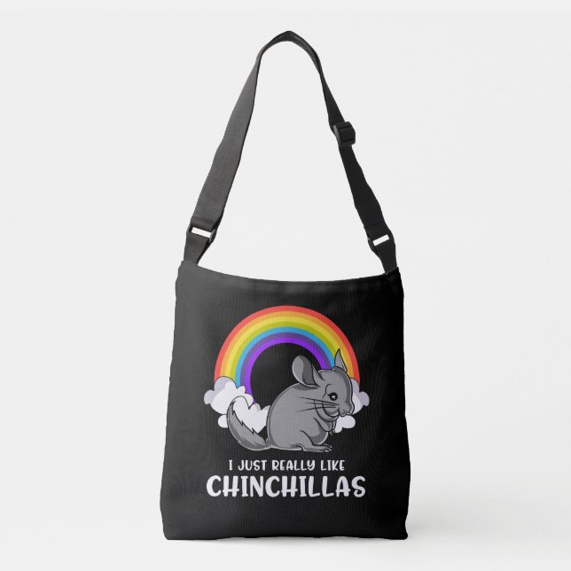 Ich mag wirklich Chinchillas Niedlichen Haustier Tragetaschen Mit Langen Trägern (Vorderseite)
