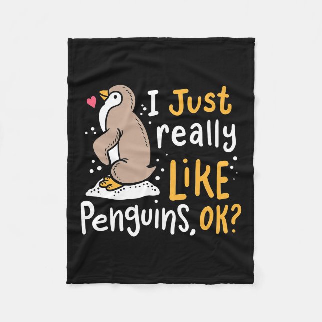 Ich mag wirklich Pinguine, ok Fleecedecke (Vorderseite)