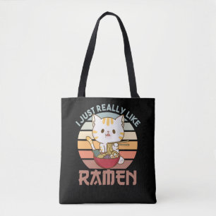 Ich mag wirklich Ramen Niedliche Katze essen Ramen Tasche