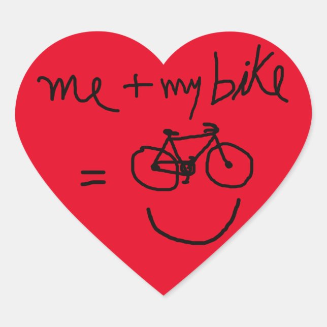 Ich & mein Fahrrad = Glück Herz-Aufkleber (Vorderseite)
