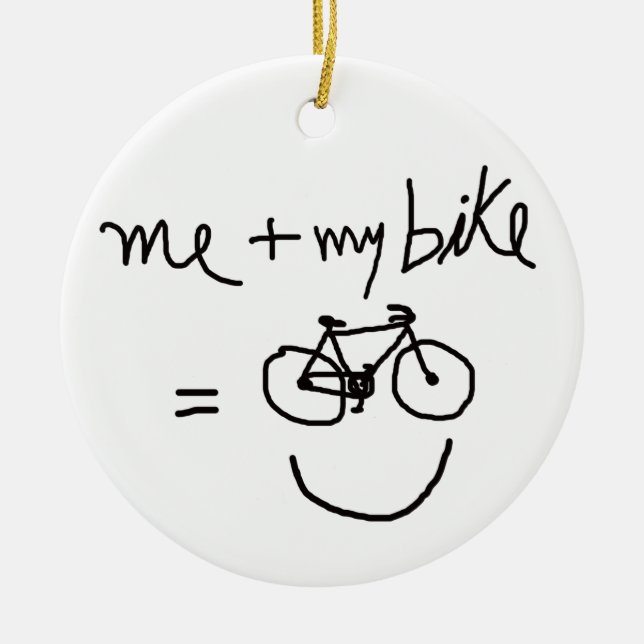 Ich & mein Fahrrad = Glück Keramik Ornament (Vorne)