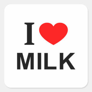 ICH ❤️ MILCH I LIEBE MILCH I HERZMILCH QUADRATISCHER AUFKLEBER